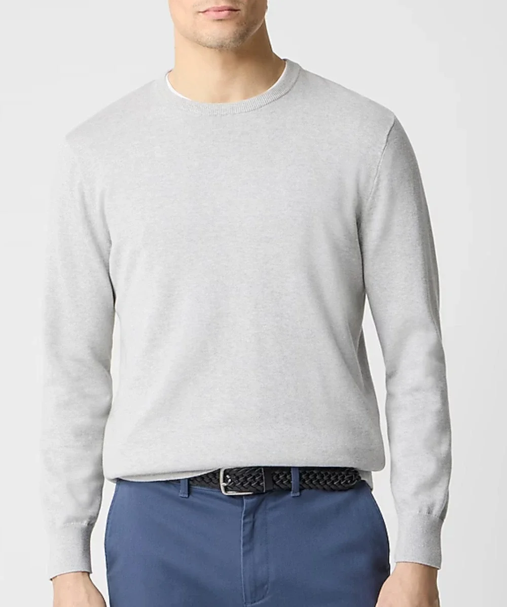 NEW J.CREW HEATHER QUARRY GREY COTTON CREWNECK SWEATER TEE AZ229 SZ L